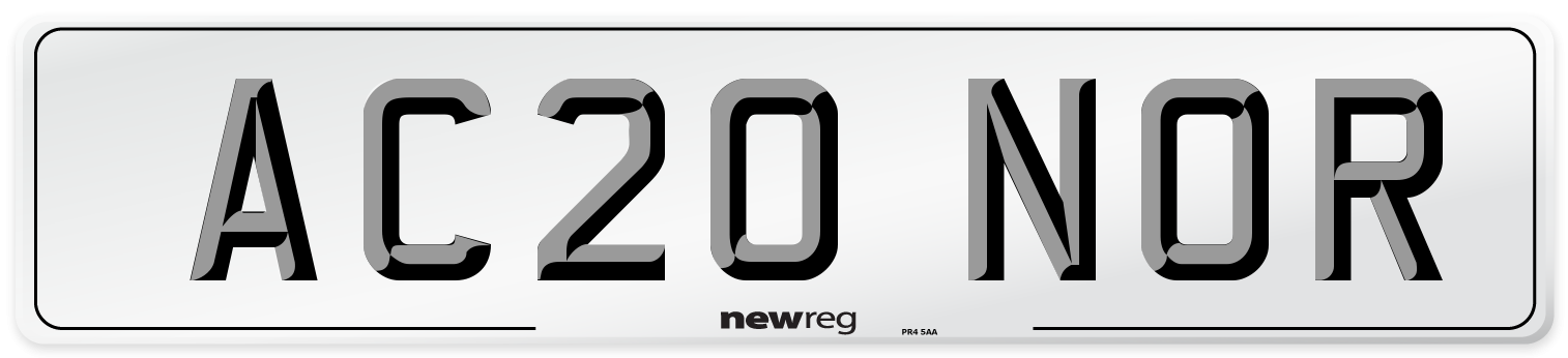 AC20 NOR Number Plate from New Reg